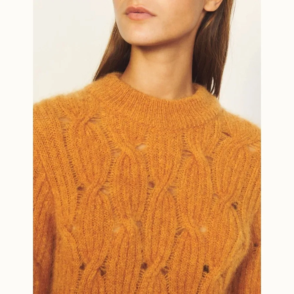 SANDRO | Cable Knit Mohair Sweater - Picture 3 of 16